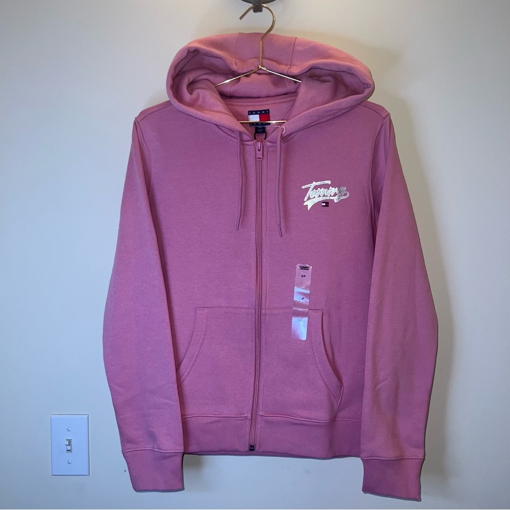Tommy Jeans Pink Full Zip Hoodie Sweatshirt Small NWT